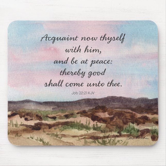 Bible Book of Job Scripture Desert Sunset Mouse Mat (Front)