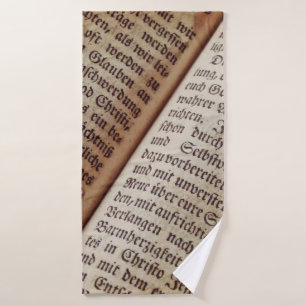 Bible book page writing texture bath towel