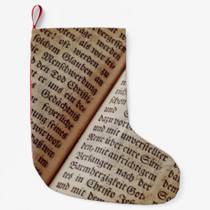 Bible book page writing texture small christmas stocking