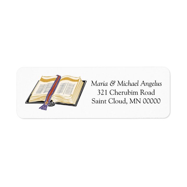 Bible Bookmark Church Wedding Return Address (Front)