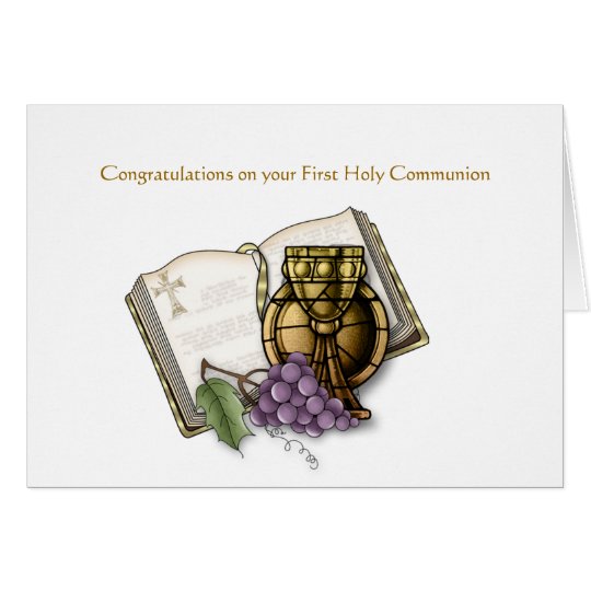 Bible, Chalice, Grapes, Communion Card