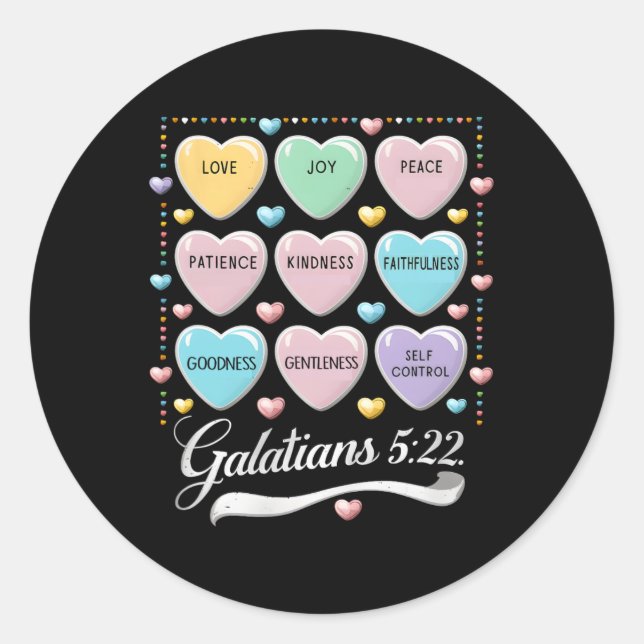 Bible Christian Valentine Galatians 5 22 Conversat Classic Round Sticker (Front)