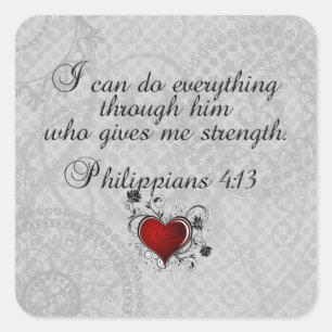 Bible Christian Verse Philippians 4:13 Square Sticker