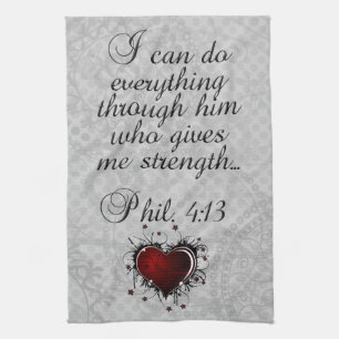 Bible Christian Verse Philippians 4:13 Tea Towel
