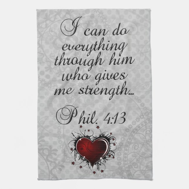 Bible Christian Verse Philippians 4:13 Tea Towel (Vertical)