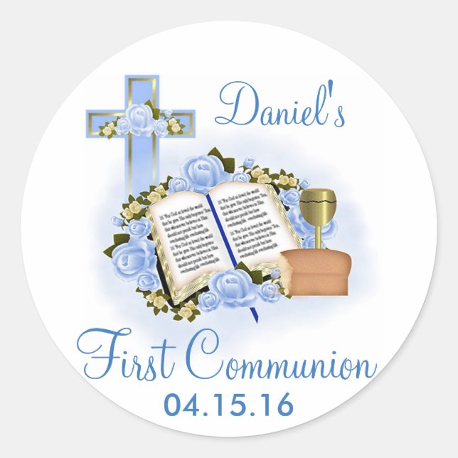 Bible Cross First Communion Stickers Envelope Seal (Front)