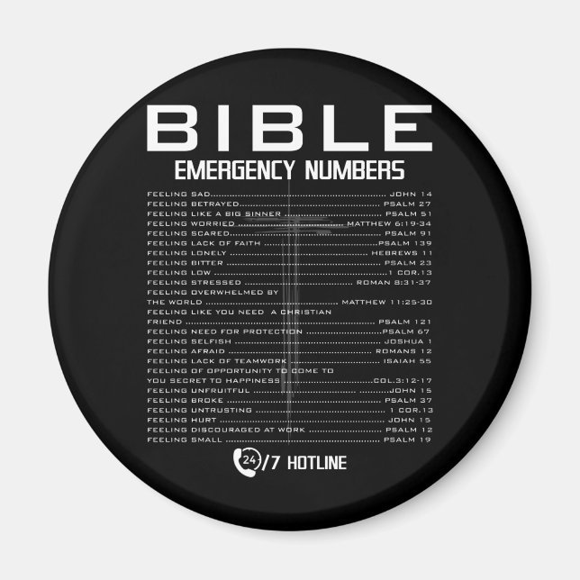 Bible Emergency Hotline Numbers - Cool Christian Magnet (Front)