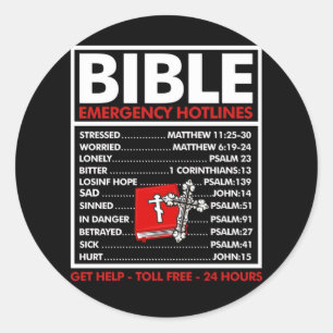 Bible Emergency Numbers Christian Bible Jesus Classic Round Sticker