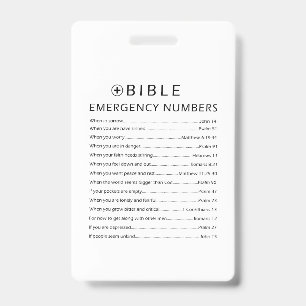Bible Emergency Numbers ID Badge