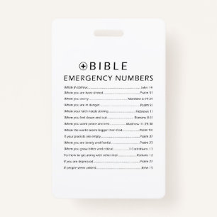 Bible Emergency Numbers ID Badge