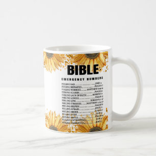 Bible Emergency Numbers Sunflower Floral Coffee Mug