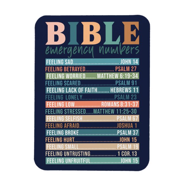 Bible Emergency Numbers Verses Magnet (Vertical)