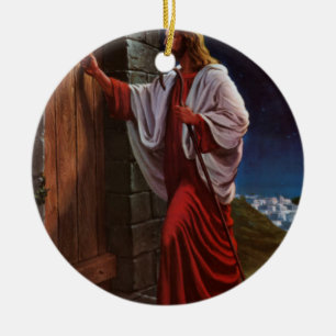 bible faith Jesus Christ vintage old painting Ceramic Tree Decoration