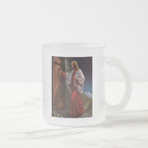 bible faith Jesus Christ vintage old painting Frosted Glass Coffee Mug