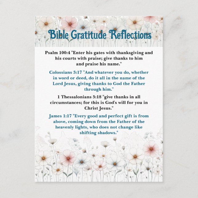 Bible Gratitude Reflections Customisable Card (Front)