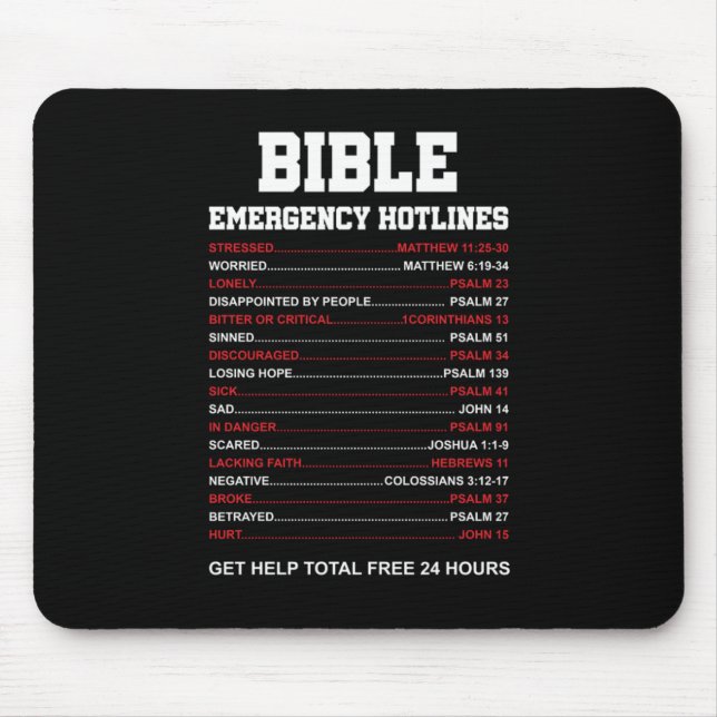 Bible Hotlines Bible Verse Christian Jesus Gift Mouse Mat (Front)