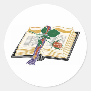 Bible Illustration with Red Rose Classic Round Sticker