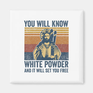 Bible Jesus Skiing Parody Funny Snowboard White Po Magnet