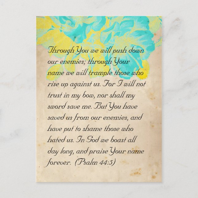 Bible passage, grunge flowers postcard (Front)
