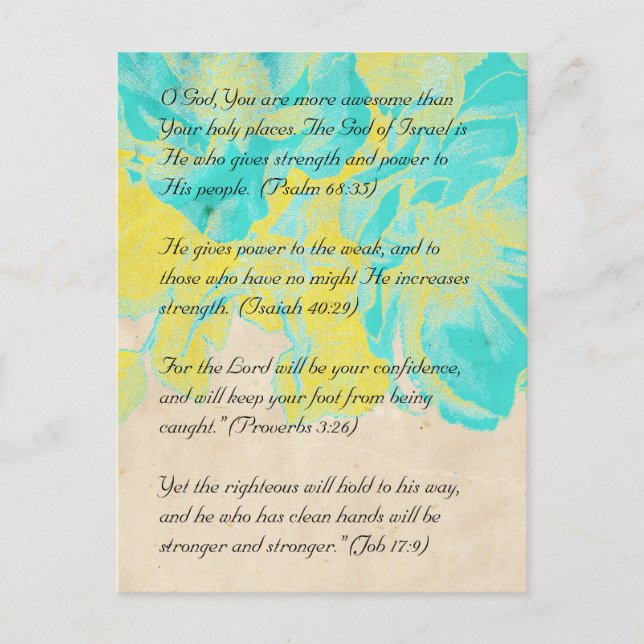 Bible passage, grunge flowers postcard 2 (Front)