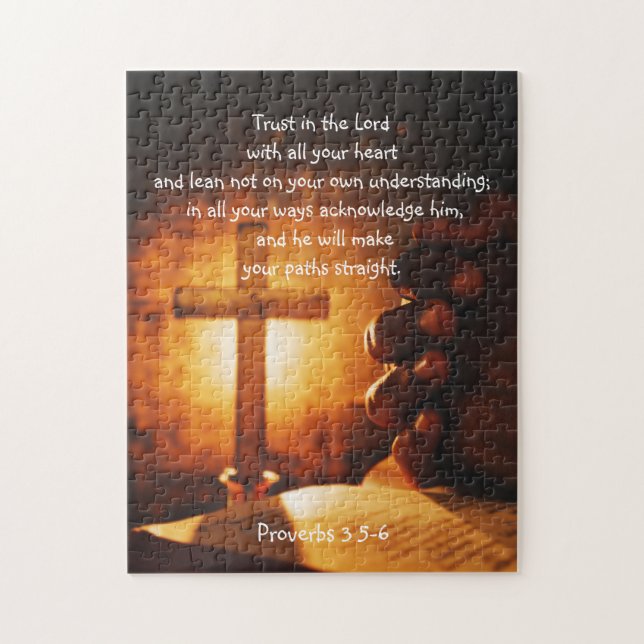  Bible Praying Hands Cross with Bible Scripture Jigsaw Puzzle (Vertical)