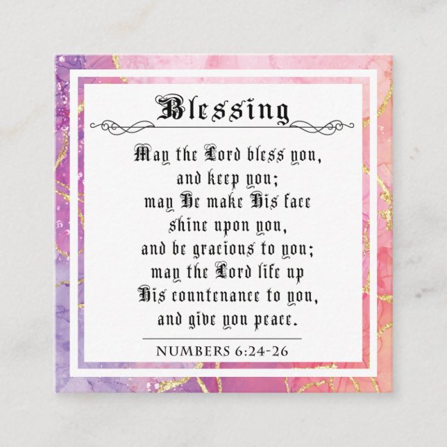 BIble Priestly Blessing Numbers Pink Lavender Calling Card (Front)
