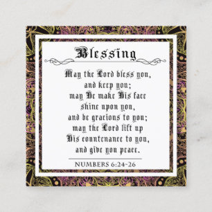BIble Priestly Blessing Pink Green Flourish Swirl Calling Card