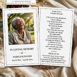 Bible Psalm Memorial Photo Prayer Card