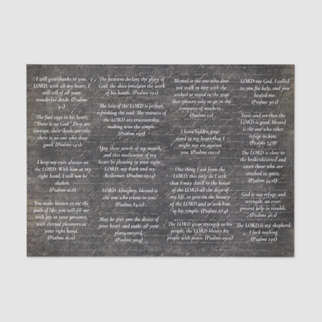 Bible Psalm Verses for Journals on Antique Black Tissue Paper (Front)