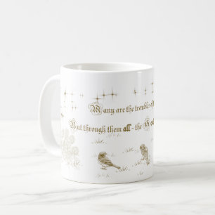 Bible Psalms Mug The Just Man - Birds floral stars