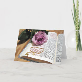 Bible & Purple Rose - Bold John 3:16 Card