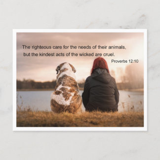Bible quotation Proverbs 12 v 10 Postcard