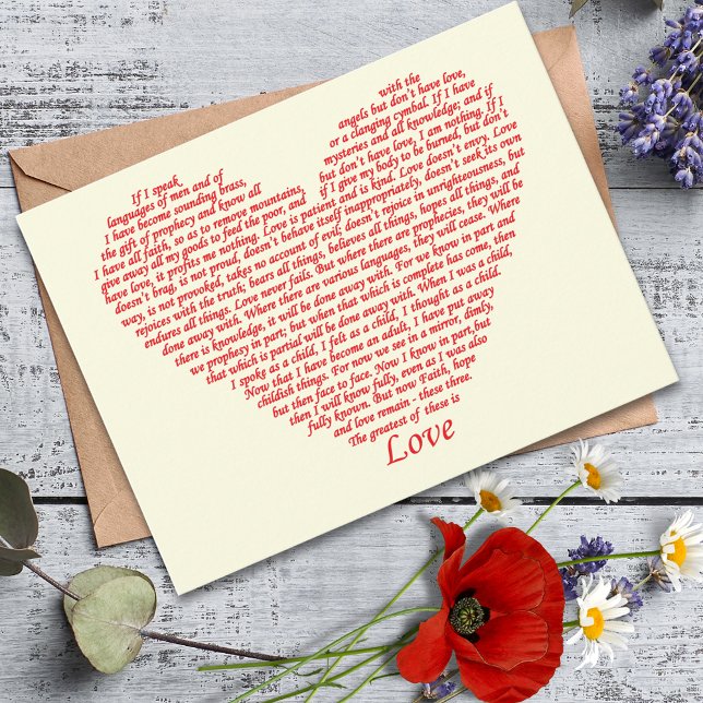 Bible Quote 1 Corinthians 13 Love Heart Art Design Postcard (Love bible quote 1 Corinthians 13 heart art greetings postcard )
