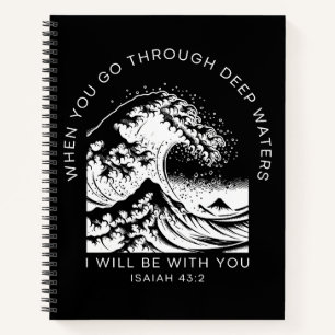Bible Quote About Water Isaiah 43:2 Notebook