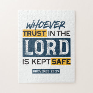 Bible Quote Art - Proverbs 29:25 Trust in God Jigsaw Puzzle