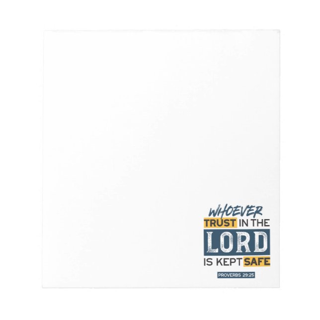 Bible Quote Art - Proverbs 29:25 Trust in God Notepad (Front)