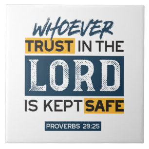 Bible Quote Art - Proverbs 29:25 Trust in God Tile