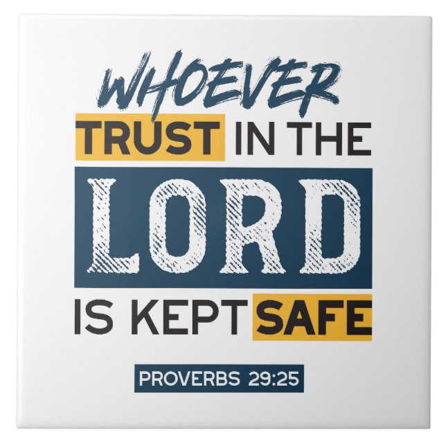 Bible Quote Art - Proverbs 29:25 Trust in God Tile (Front)