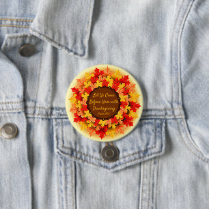 Bible Quote Autumn Leaves Thanksgiving 7.5 Cm Round Badge