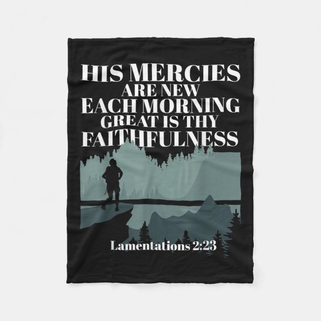 Bible Quote His Mercies Are New Every Morning Jesu Fleece Blanket (Front)