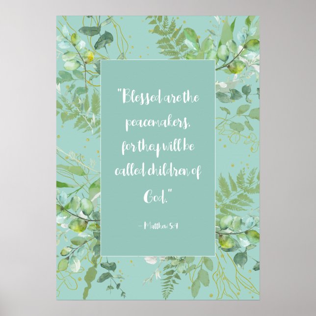Bible Quote Peacemaker Scripture Eucalyptus Poster (Front)