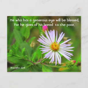 Bible Quote - Proverbs 22:9 - Generosity Postcard
