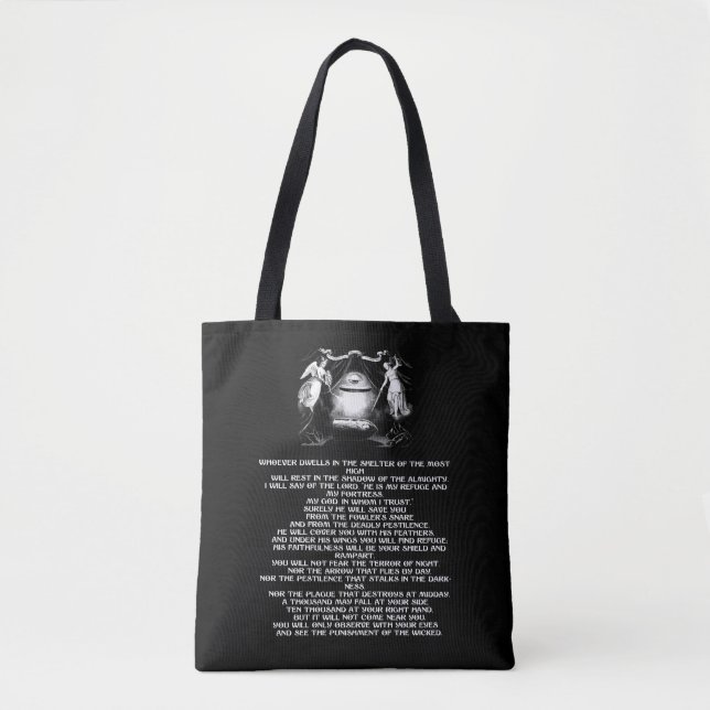 bible quote psalm 91 angels Religious art Tote Bag (Front)