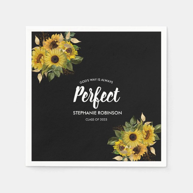 Bible Quote Sunflower Modern Napkin (Front)