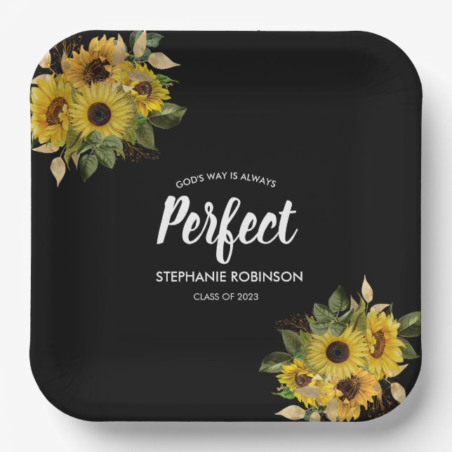Bible Quote Sunflower Modern Paper Plate (Front)