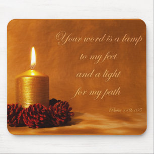 Bible quote with Christmas candle Mouse Mat