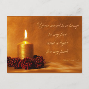 Bible quote with Christmas candle Postcard