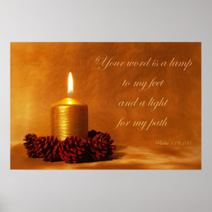 Bible quote with Christmas candle Poster