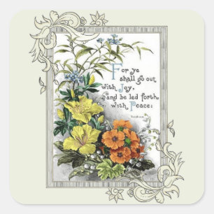 Bible Quote With Flowers Square Sticker