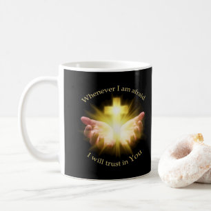 Bible quote with hands holding Cross Coffee Mug